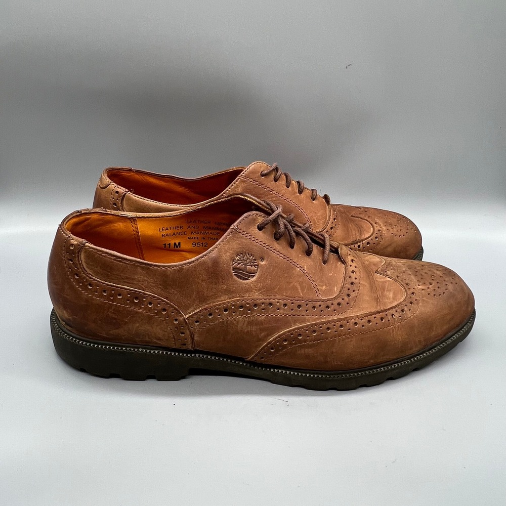 Timberland Shoes Mens 11 Brown Leather Waterproof Wingtip Oxford Brogue Lace Up